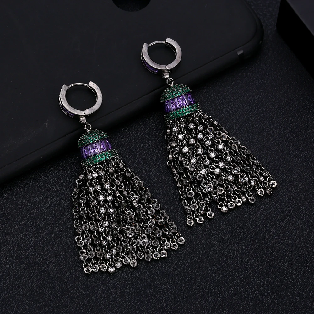 Женские длинные висячие серьги janekellyTrendy свадебные с кубическим Цирконом и