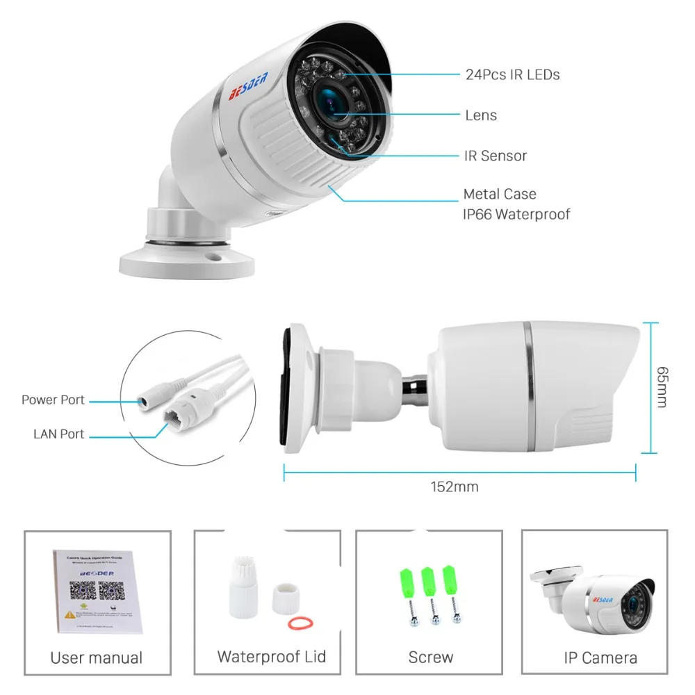 Besder H.265 IP камера 2MP 5MP SONY IMX335 наружная безопасности 1080P металлическая пуля CCTV ONVIF