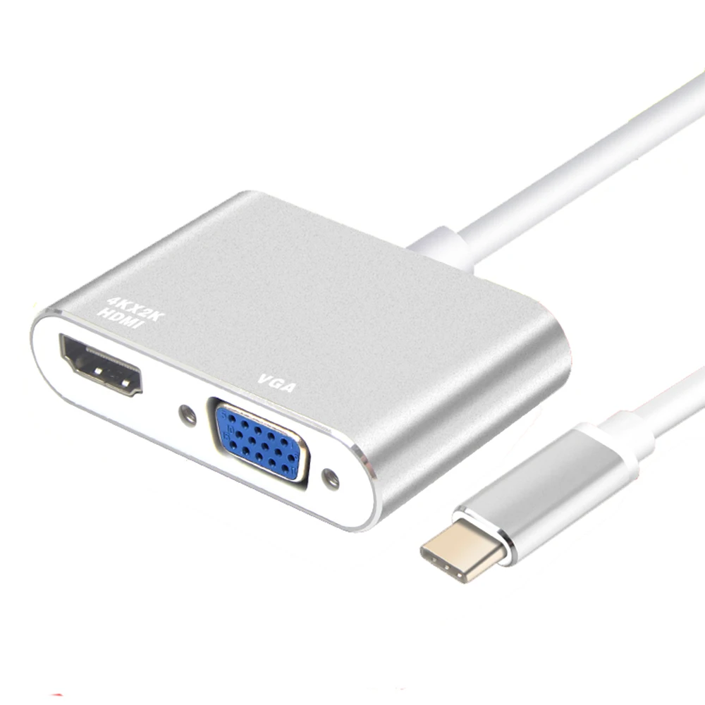 USB C Type к 4K 60Hz HDMI VGA адаптер 2 в 1 3 конвертер кабель для ноутбука Apple Новый Macbook Google