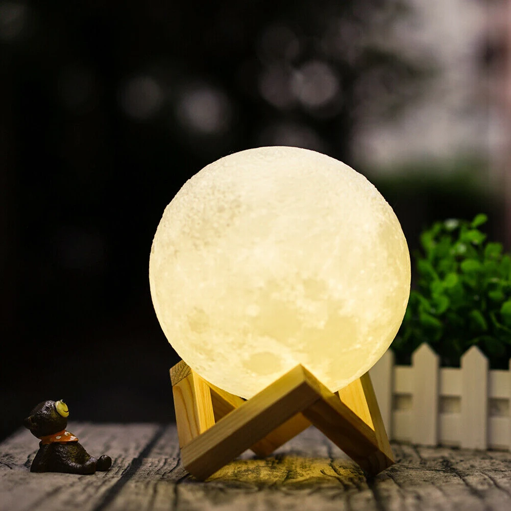 Ночник с 3D рисунком Луны Светодиодный светящийся ночник сенсорным выключателем