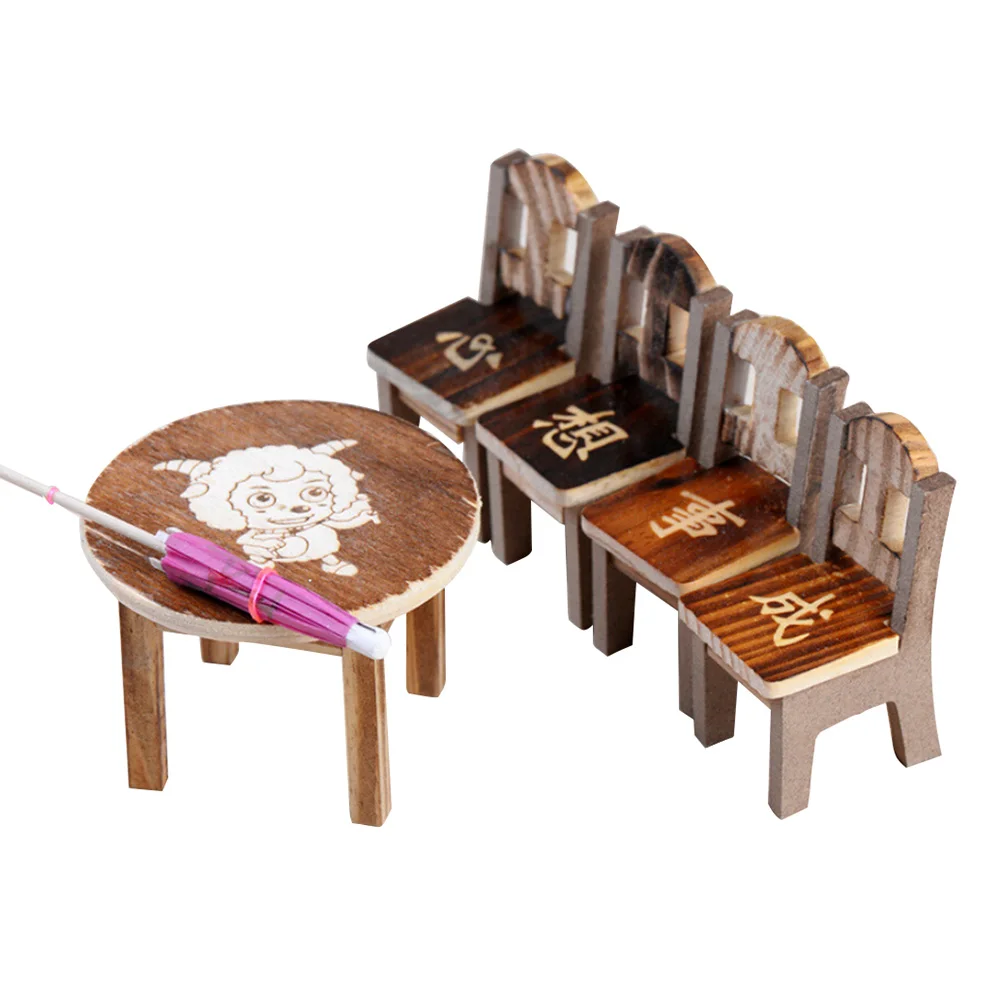 6 шт./компл. мини деревянный стол стул модель Сказочный Сад миниатюрные DIY