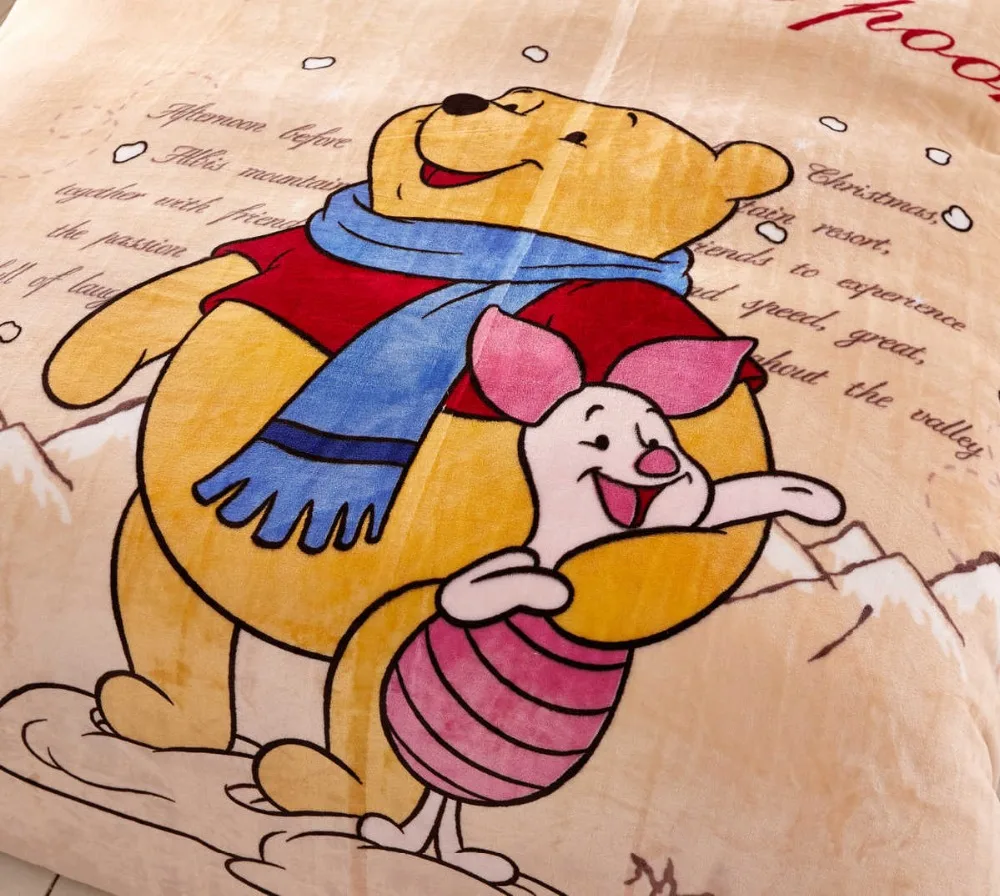 Фланелевые стеганые одеяла с изображением Винни-Пуха поросенка Комплект