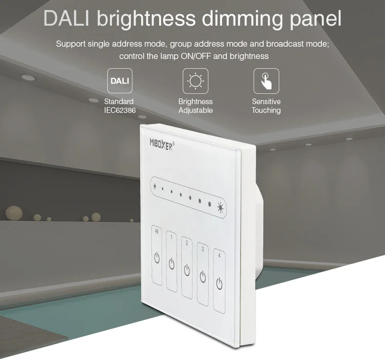 DL5 DP1 DP2 DP3 DALI RGB+CCT brightness color temperature dimming panel DALI Bus Power Supply 5 IN 1 LED Strip Controller
