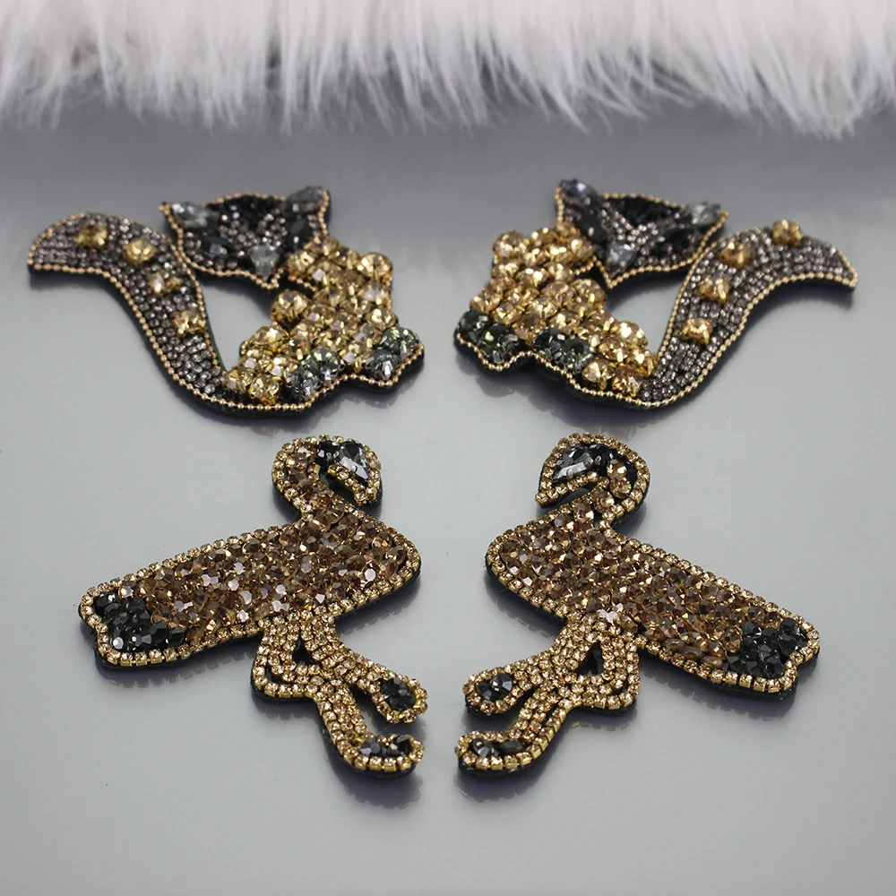 Стразы с украшением в виде кристаллов нашивки Фламинго пара алмазным кольцом