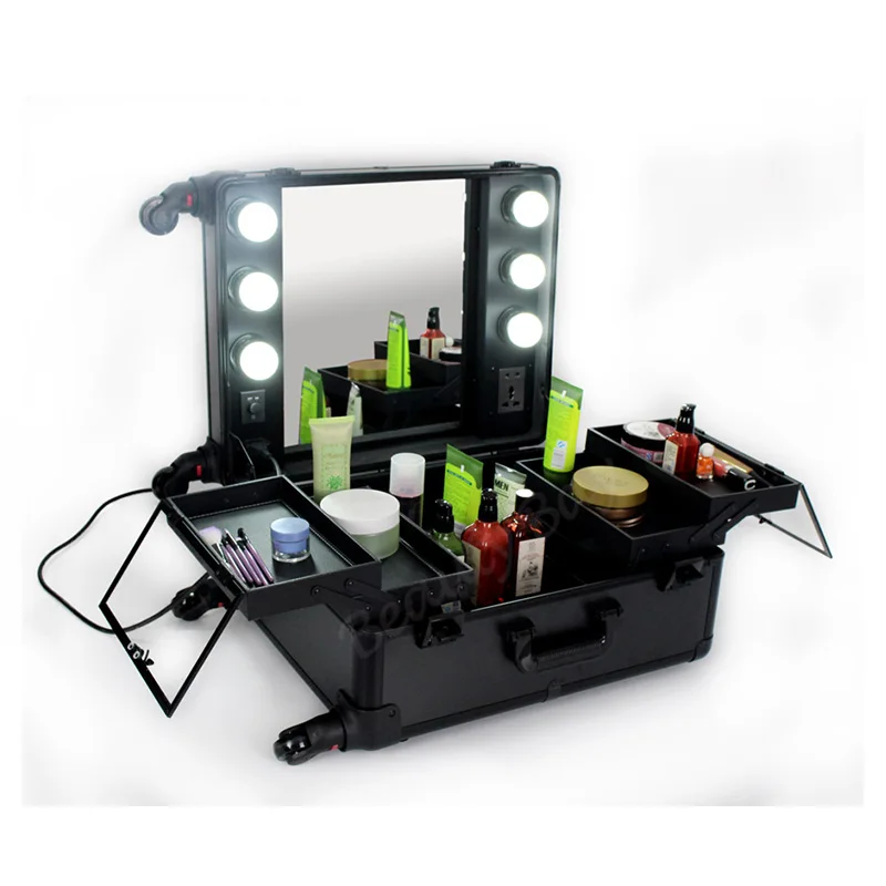 Черный цвет Professional make up artist освещенная станция для макияжа с подставкой