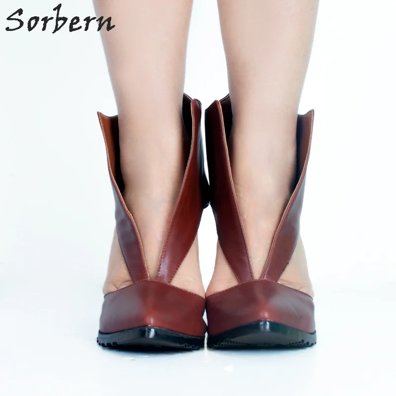 "Sorbern Brown Slip On Women Pump Chunky High Heels Womens Size 12