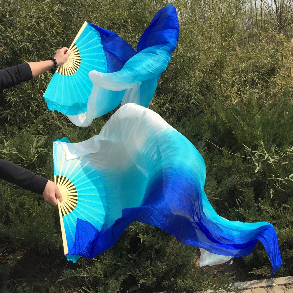 Веер для танца живота фата из 100% натурального шелка окрашенный в вертикальном