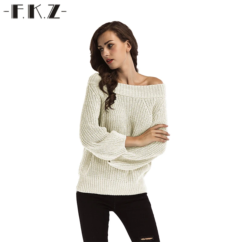 Фкз модные однотонные Свитеры для женщин Для Свободные Свитер с длинными