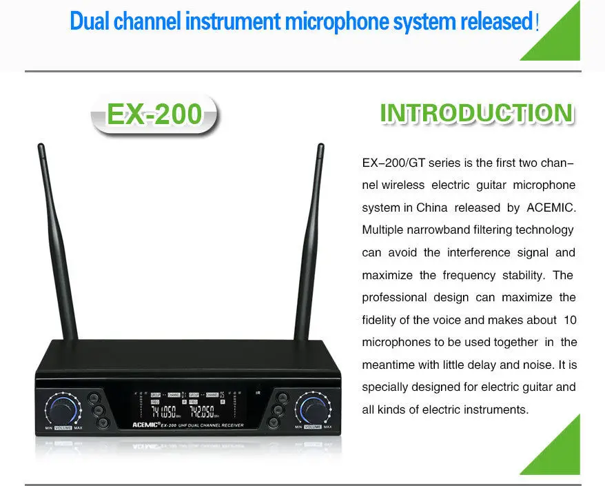 Professional UHF Wireless Mic System DUAL Guitar BASS Violin Receiver transmitte | Электроника