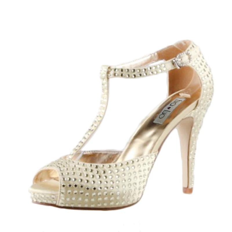 Женские босоножки под платье CHS563 на платформе и высоком каблуке с Т-образным