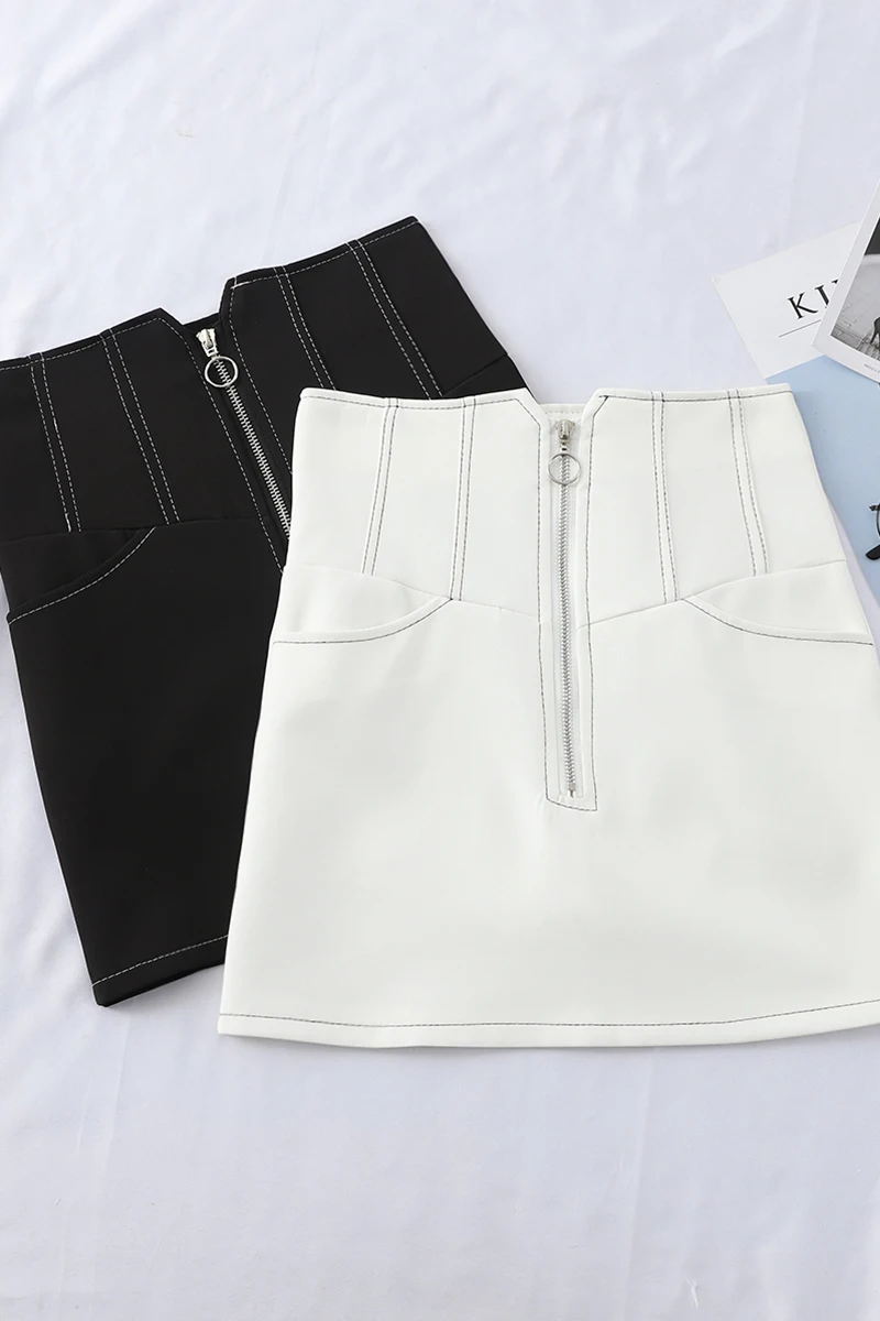 Faldas новинка Женская юбка с завышенной талией простая однотонная трапециевидная