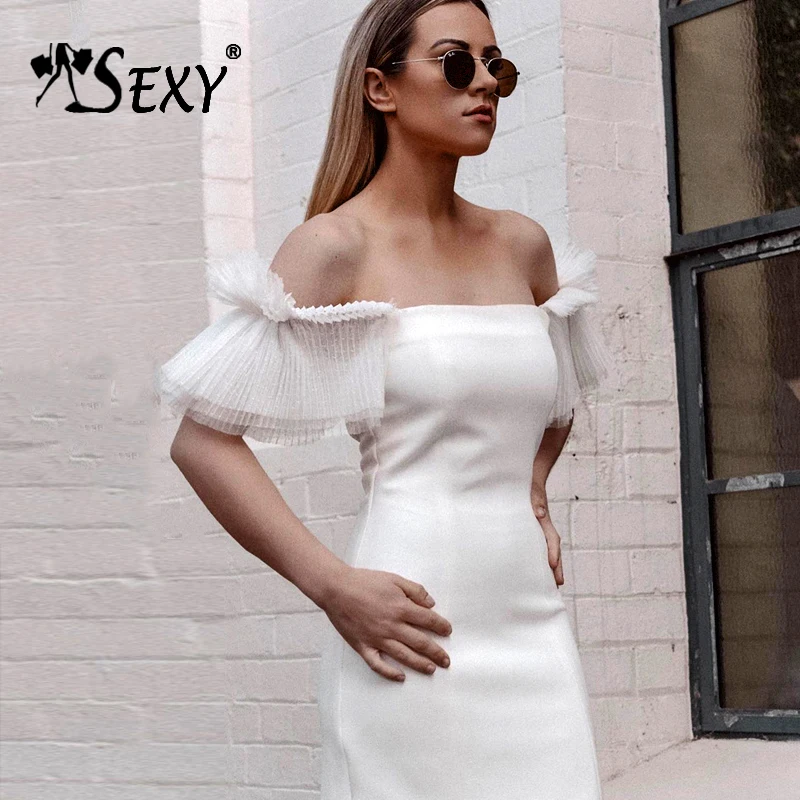 Gosexy, новинка, женское элегантное модное Бандажное платье, сексуальное Сетчатое платье с открытыми плечами и кружевными рукавами, облегающее платье с открытой спиной, вечерние Клубные платья