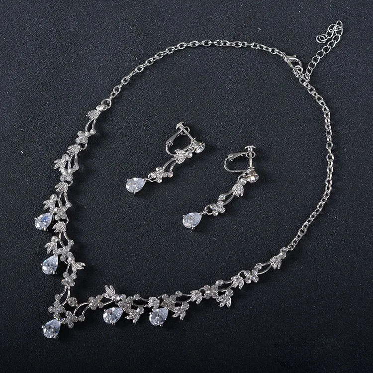 Свадебный комплект ювелирных изделий SLBRIDAL стразы кристаллы кубический циркон