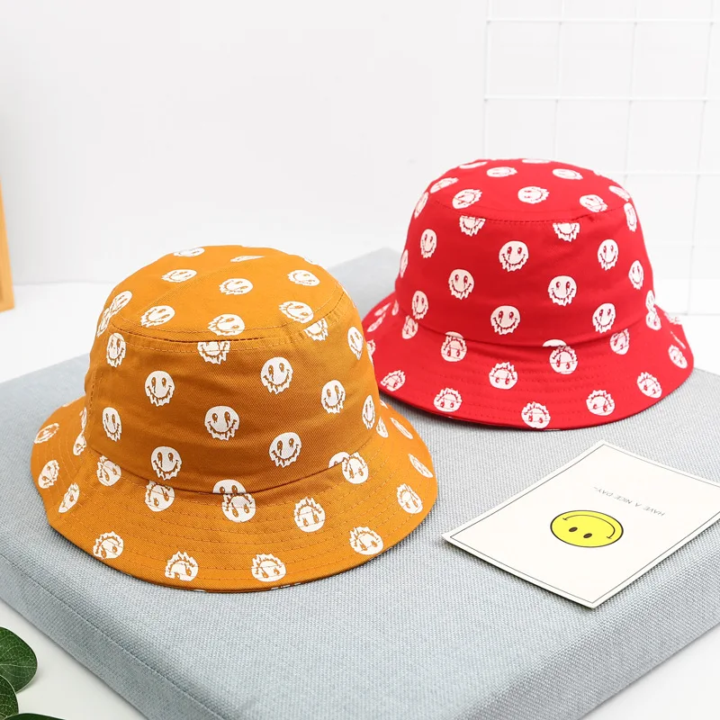 Панама с рисунком смайлика для мальчиков и девочек от солнца шапки детей|Мужская
