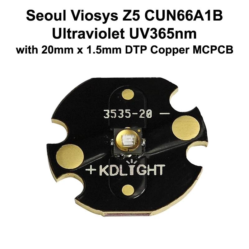 Ультрафиолетовый светодиодный излучатель Viosys UV 365nm серии Z5 CUN66A1B с KDLITKER DTP Copper MCPCB 1