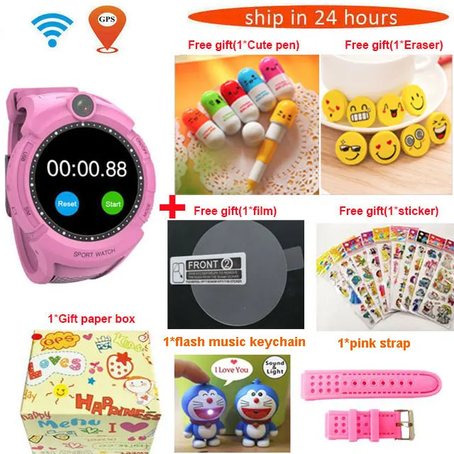 Pink package 3 Vm50 Q360 Детские умные часы с камерой, gps, Wi-Fi, местоположение, Детские Смарт-часы, SOS Вызов, трекер, детские наручные часы, PK Q528 Q610 Q100 - Цвет: Pink package 3