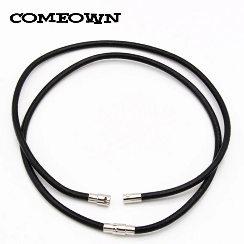 COMEOWN (12&quot-30&quot) 10Pcs/lot 4mm Black Genuine Leather Cord Necklace with Magnetic Clasps DIY Jewelry Findings | Украшения и