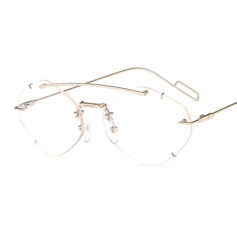 C8 Silver Clear HBK Женские Ретро шестигранные солнцезащитные очки Женские Черные Серые оттенки режущие линзы для девочек бескаркасные металлические оправы очки UV400 - Цвет линз: C8 Silver Clear