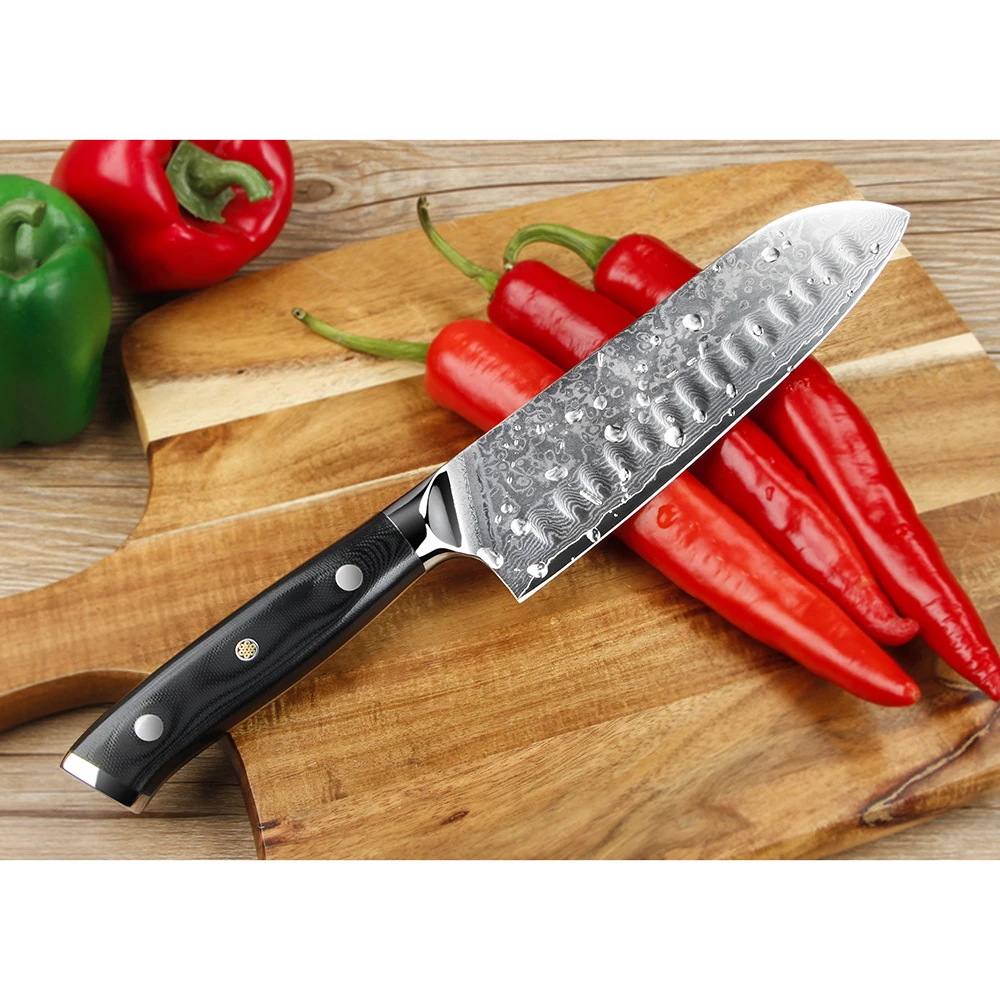 BIGSUNNY Kitchen Chef Knife Set - 8&quot &amp 7&quot Santoku with Ergonomics G10 Handle Damascus Steel 2 Piece Gift | Дом и сад