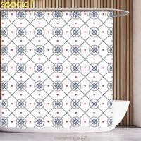 polyester shower curtain ships wheel decor collection ship wheel pattern in geometric diamond shape boat floating on surface