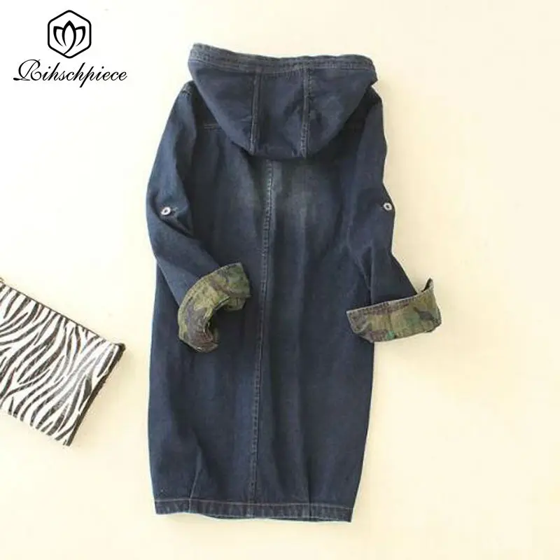 Осенняя джинсовая рубашка Rihschpiece с флагом длинное пальто из джинсовой ткани