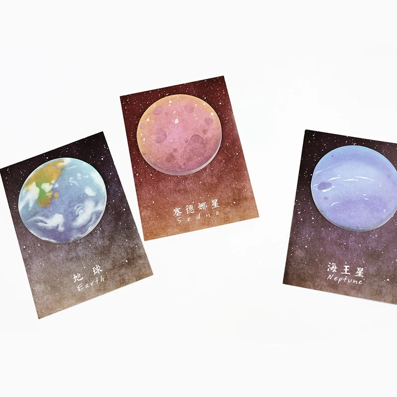 Новый корейский милый Lonely Планета Земля Луна Нептун Sedna наклейки Post круглый форма
