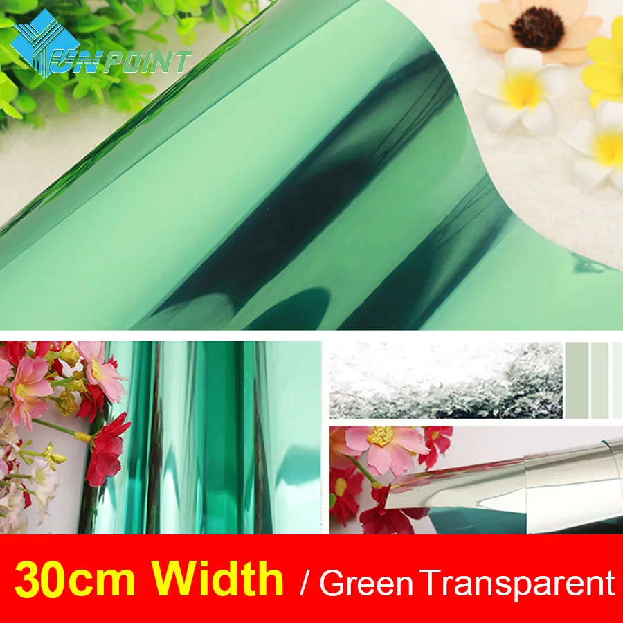 30cmX3m Green 3 м затеняющая оконная стеклянная наклейка прозрачная декоративная пленка односторонняя уличная Наклейка на стену s ванная комната Домашний офис оконная настенная бумага - Цвет: 30cmX3m Green