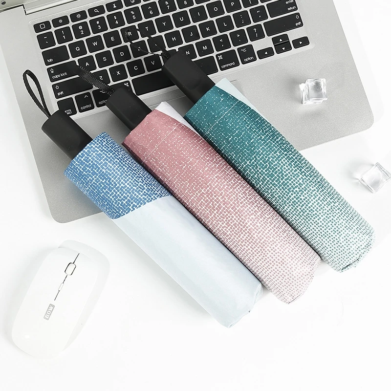 Мини зонтик градиентного цвета Ветрозащитный складной двойной от дождя женский