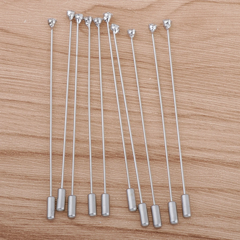 10 шт отворот булавки для мужчин Кристалл Pin свадьбы бутоньерка палка