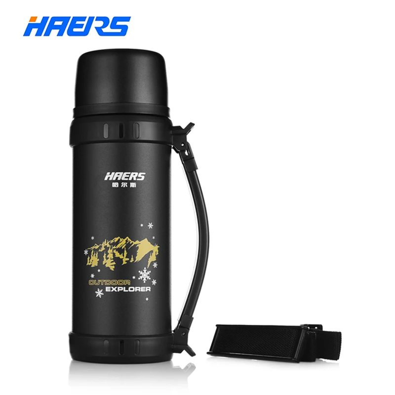 Фирменный термос Haers 1.1L нержавеющая сталь. Спортивная бутылка для питьевой воды с