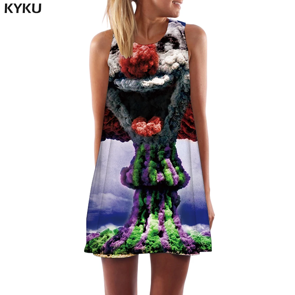 KYKU наряд клоунессы женская галактика пространство корейский стиль череп на Бак