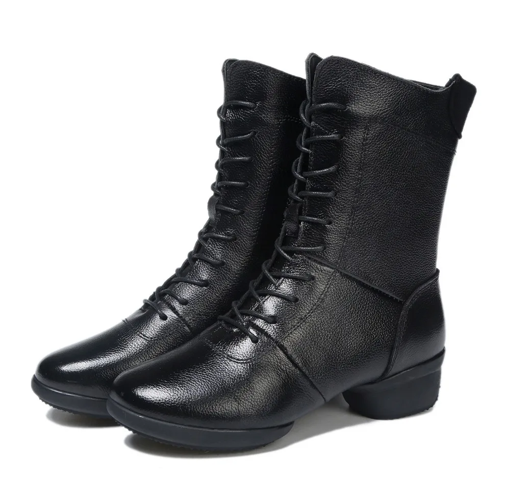 Спортивная обувь Кожаные ботинки для танцев Ботинки на квадратном каблуке