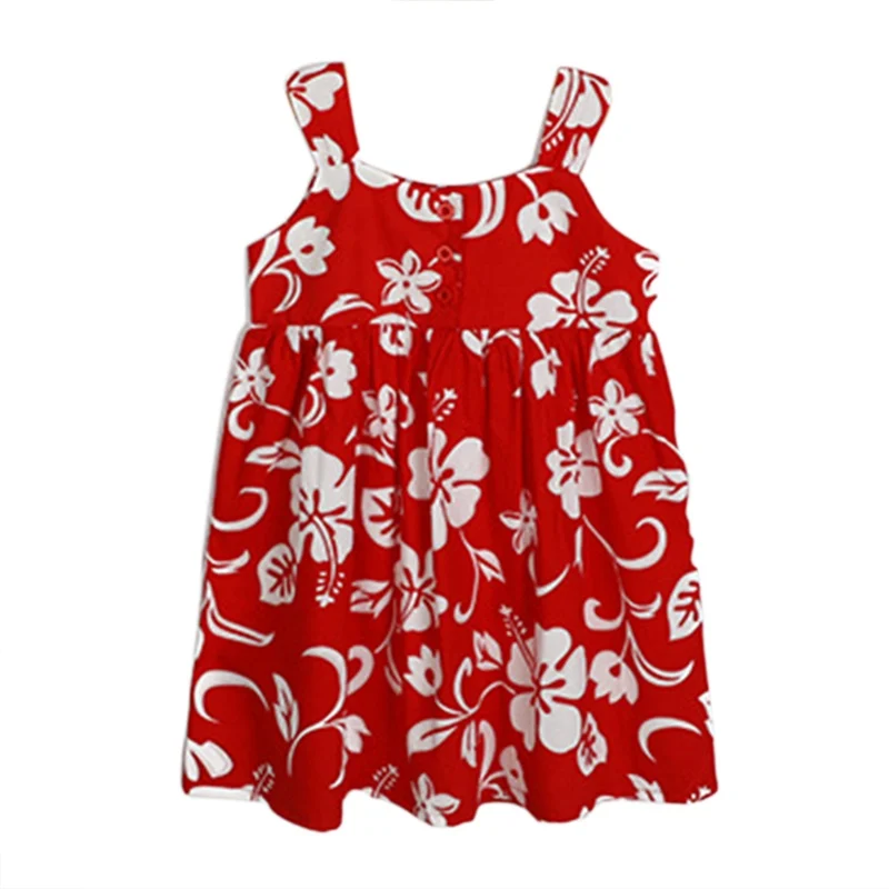 2018 милое платье для девочек летнее модное красное без рукавов с цветочным