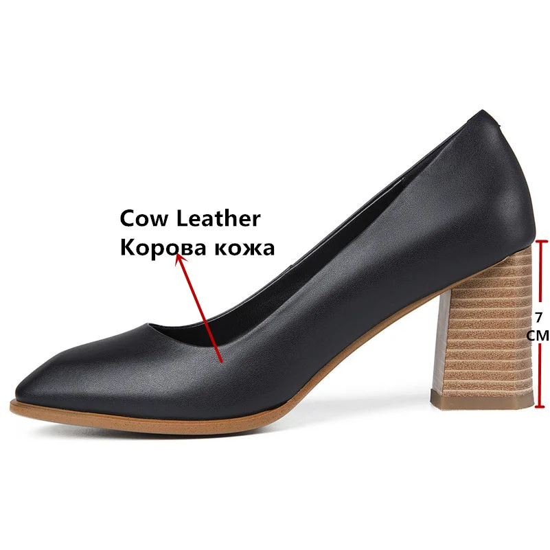 FEDONAS New Women Genuine Leather Square High Heels Pumps Elegant Party Wedding Shoes Woman Slip On Office Pumps