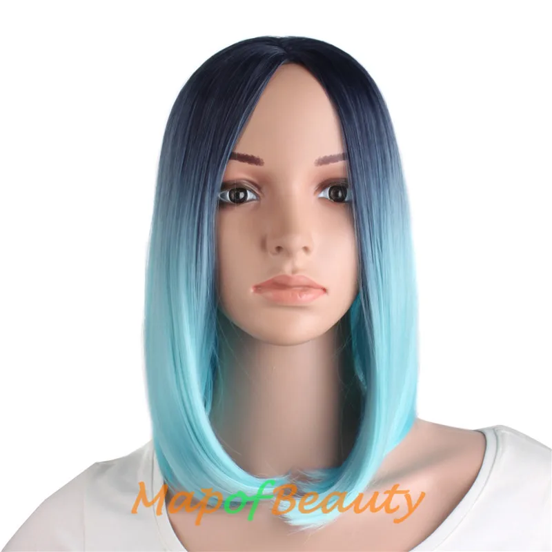 MapofBeauty розовый Омбре черный блонд синий серый парик длинные прямые волосы
