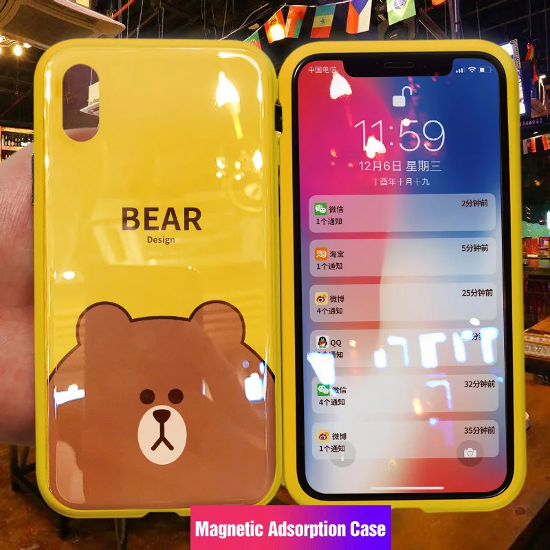Магнитный адсорбционный чехол для iphone x iPhone X из закаленного стекла x|Бамперы| |