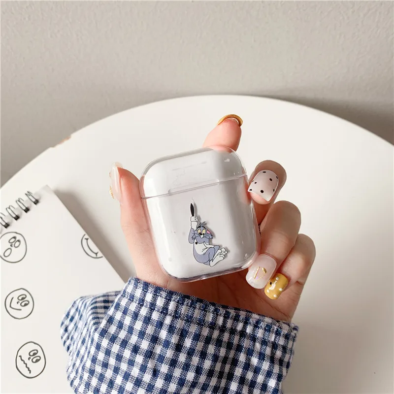 Милые, прозрачные чехлы для AirPods с забавным рисунком, беспроводные наушники, аксессуары для Apple Airpods, Жесткий Чехол для зарядки, сумки