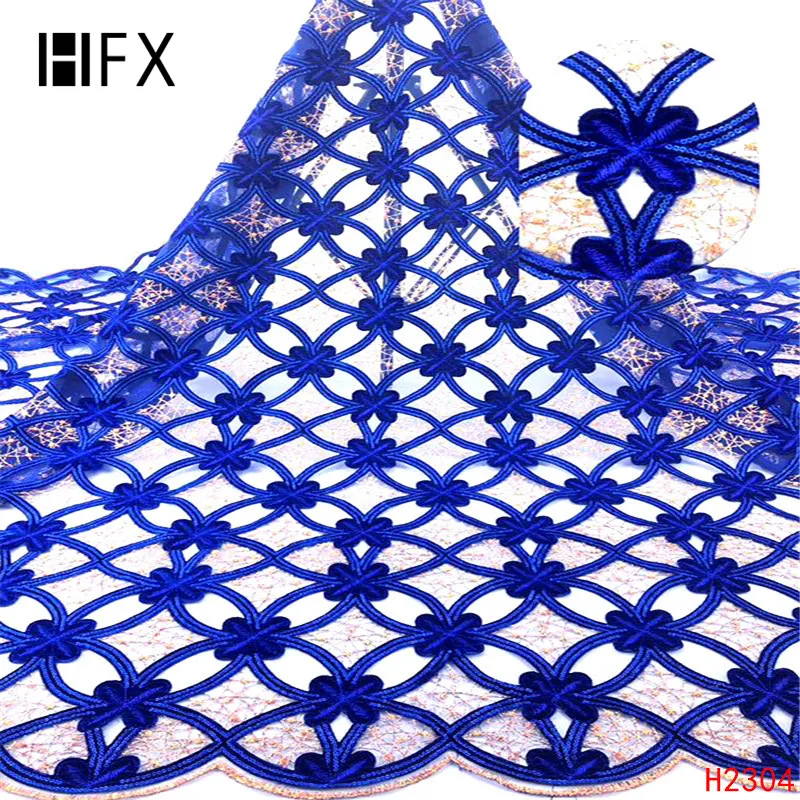 HFX Новое поступление африканская зеленая кружевная ткань Роскошная бархатная Высококачественная бархатная чистая кружевная ткань для платья H2304