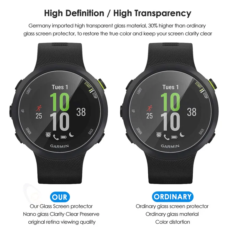 Qosea 10 шт Защитная пленка из закаленного стекла для Garmin Forerunner 45/45S 945 245 Music|Защитные