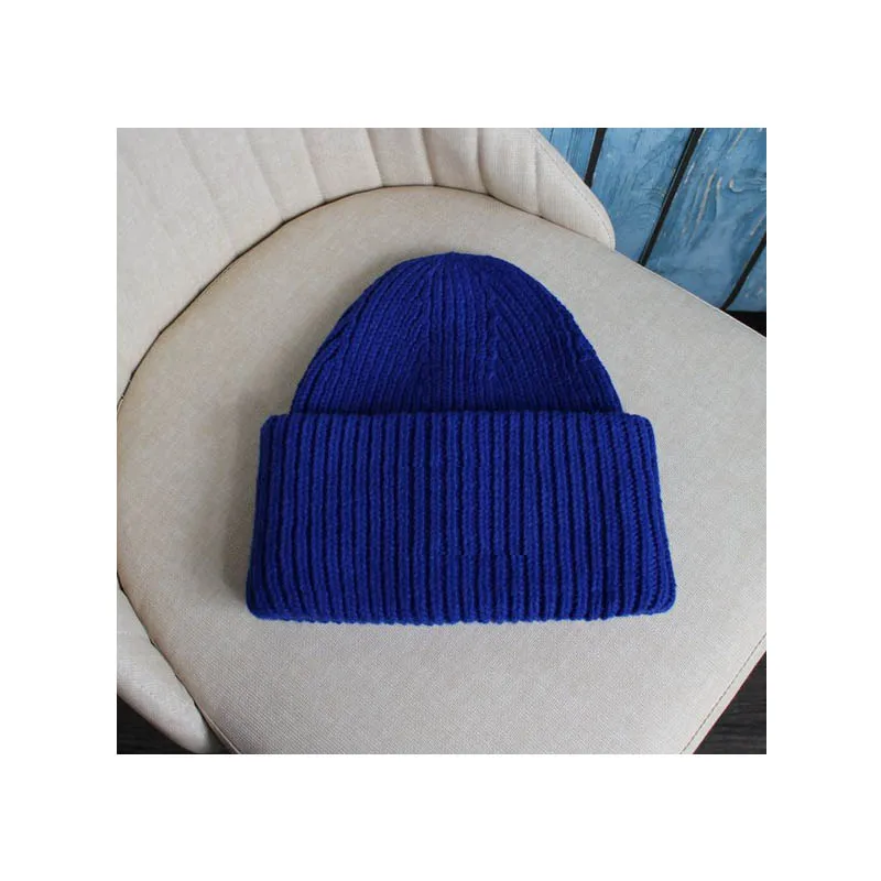 royal blue Зимняя Толстая шапочка, детская теплая кепка вязаная шапка, детские шерстяные шапочки, шапка с черепом для больших мальчиков, одежда для девочек, шляпы, под заказ - Цвет: royal blue
