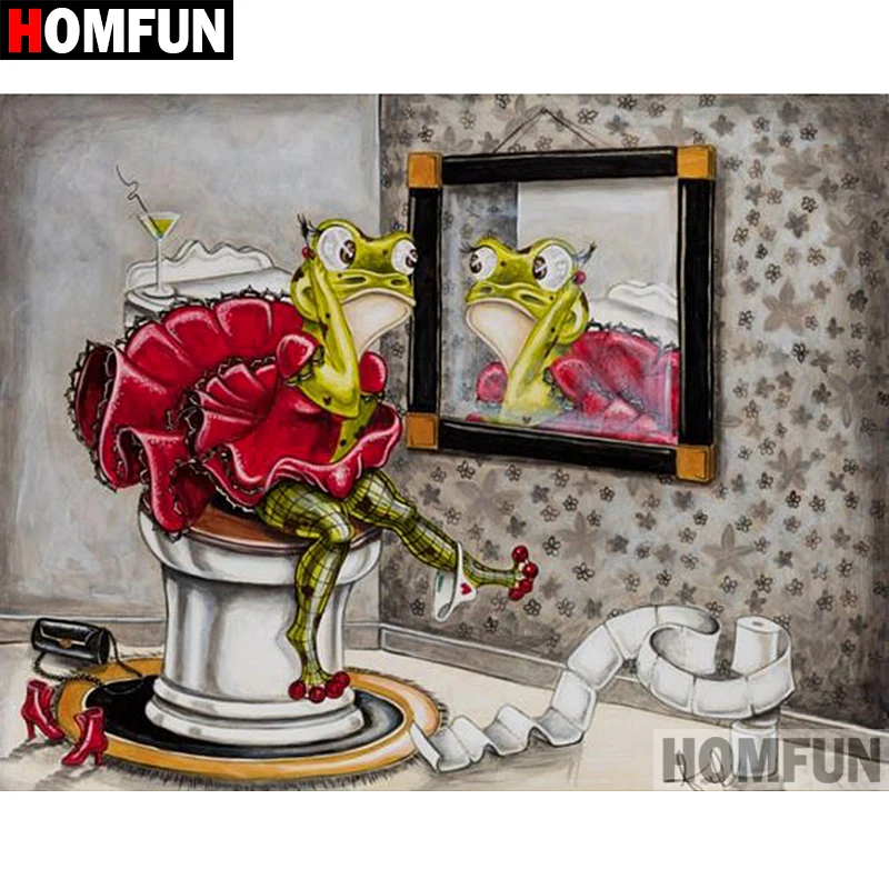 Алмазная 5D картина HOMFUN сделай сам полноразмерная/круглая вышивка Туалет лягушка