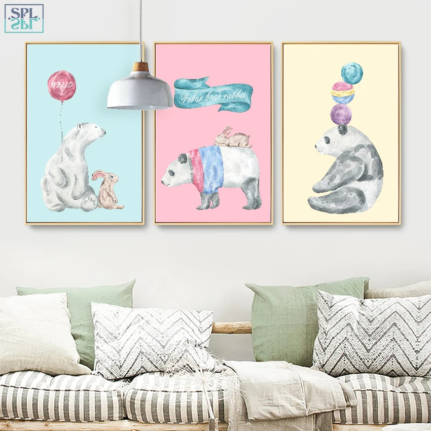 SPLSPL скандинавский мультфильм рисованная вручную Настенная картина акварель
