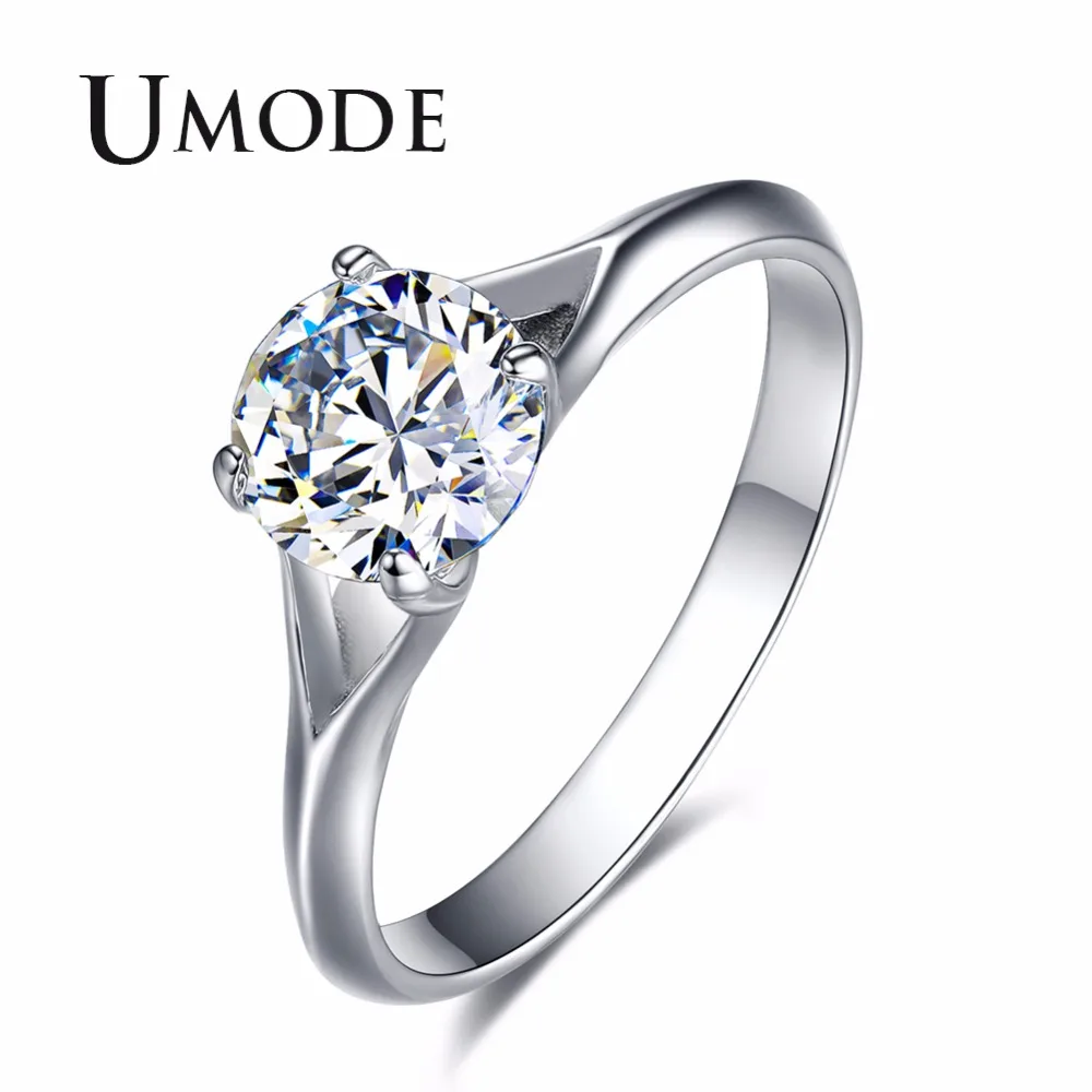 Женские обручальные кольца UMODE роскошные с кристаллом циркония 0 75 карат