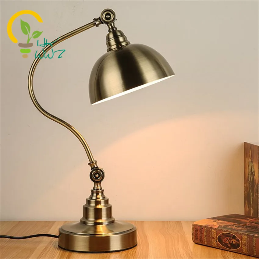 American style Retro Led Table Lamp,Vintange Antique Copper Table Lights for Bedroom Study Bedside Desk lamp Read light For Home