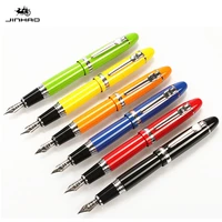 jinhao 159 18kgp 0 7mm medium broad nib fountain pen free with a black pen pouch 8 colors for choose metal ink pen