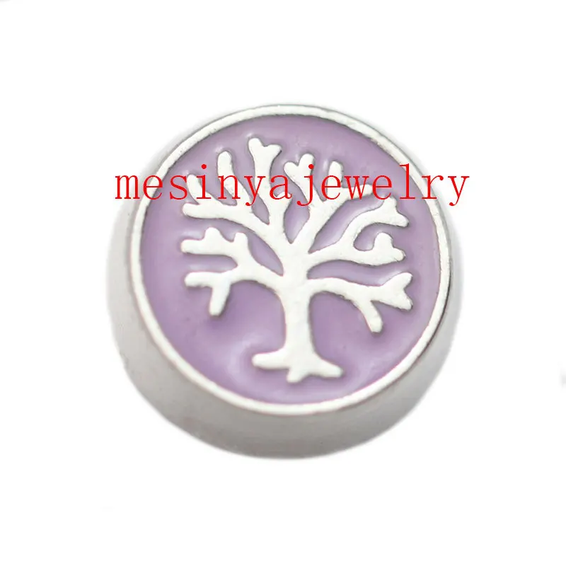 10 шт фиолетовые деревья жизни плавающие амулеты для стеклянного медальона