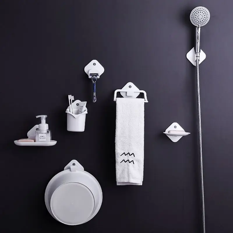 Seamless Adhesive Wall Mounted Mop Holder Storage Broom Hanger Clip Hook Bathroom Home Kitchen Organizer