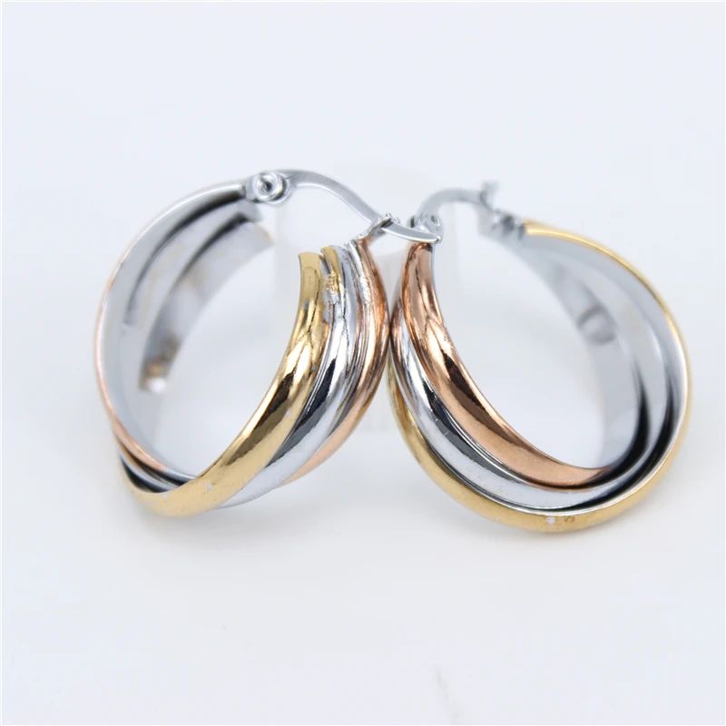 rose color20mm Нержавеющая сталь 20 мм 25 мм 35 мм Европейская и американская мода размер милые модные Гладкие Женские серьги-кольца 4 цвета выбор LH662 - Окраска металла: rose color20mm