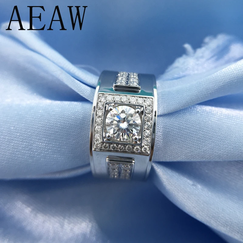 Круглое серебряное кольцо Moissanite с покрытием из белого золота 18 К 1ct 6 5 мм