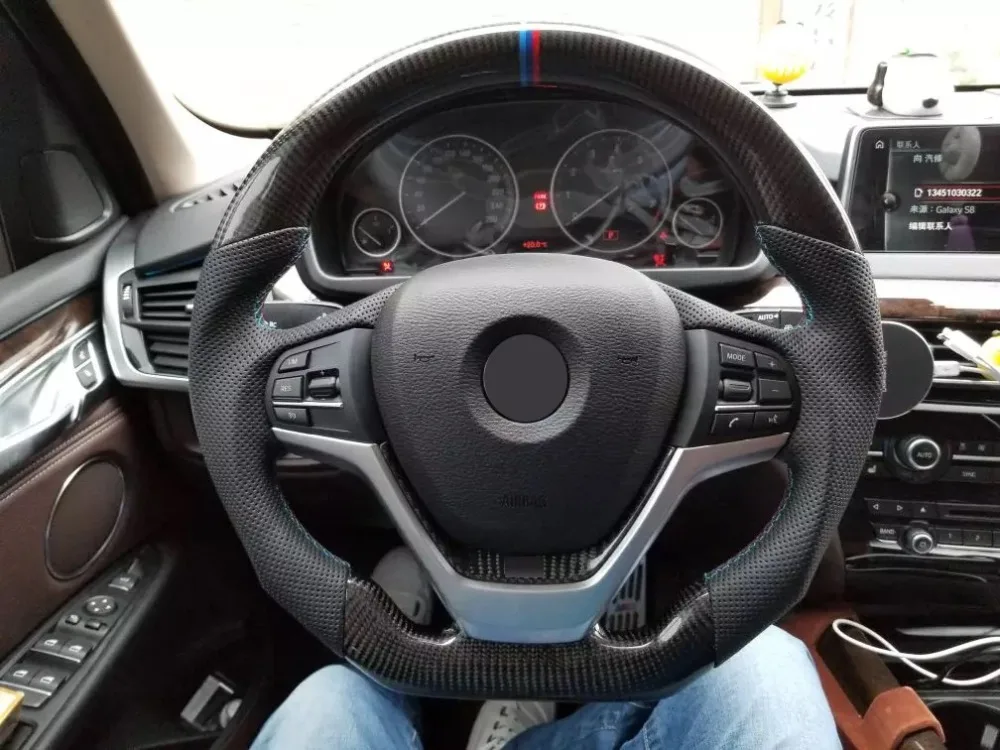 Рулевое колесо из углеродного волокна и кожи для BMW X5 F15|Рулевые колеса клаксоны| |